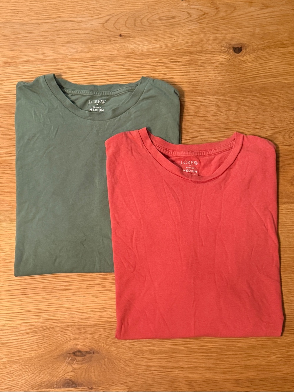 J. Crew Men’s Washed Crewneck T-Shirt - Green and Red